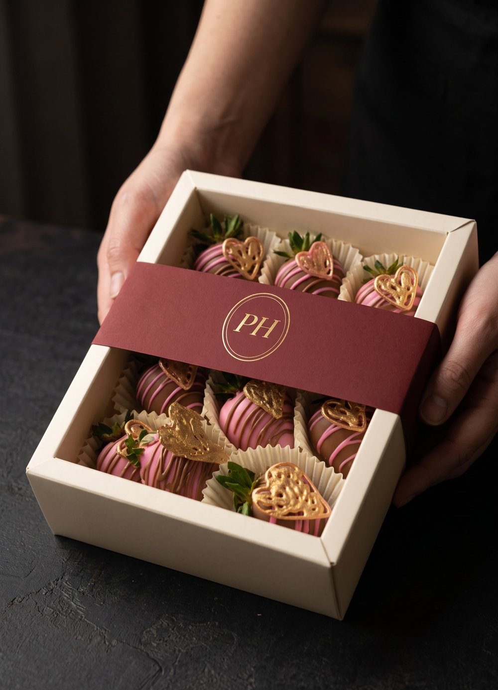 Strawberry box in hand, B packaging